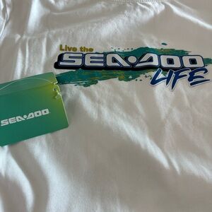🆕- SEEDO- Youth (size 10-12)Sea-Doo White Graphic T-Shirt